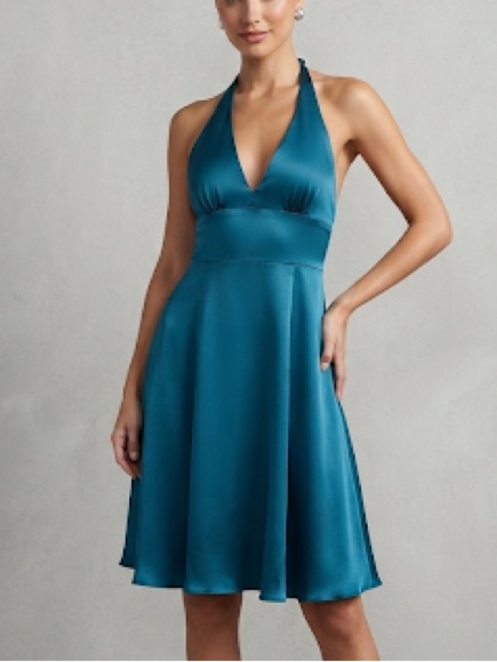Y2K Kopa Teal Blue Halter Knee Length Mini Dress Size Small